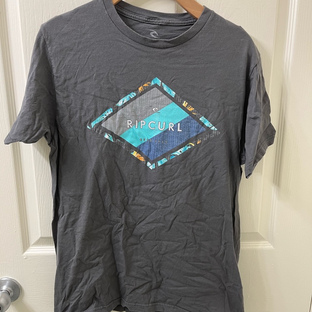 Rip Curl Charcoal Tee with Blue Graphic